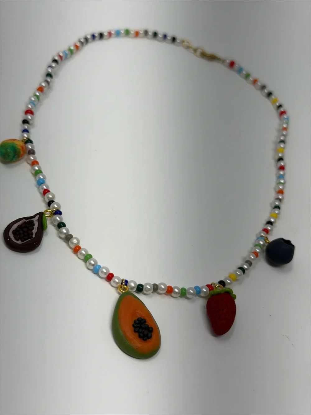 Handmade Summer Colorful Fruit Charm Beaded Necklace - Multicolor